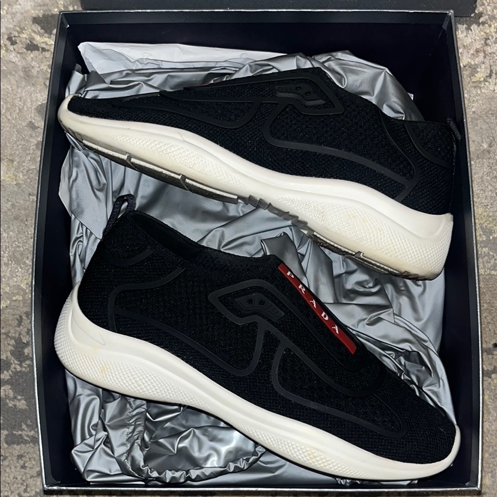 PRADA “America’s Cup” Rubber Trimmed Technical Mesh Slip-On Sneaker - Picture 5 of 7